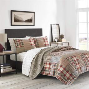 img 4 attached to 🛏️ Eddie Bauer Home - Hawthorne Collection - Reversible, Lightweight Quilt and Sham(s) - 100% Cotton - Pre-Washed for Extra Comfort - King Size - Brown