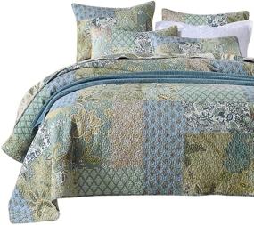 img 4 attached to 🌸 NEWLAKE Queen Size Bedspread Quilt Set - Bohemian Floral Pattern with Exquisite Stitched Embroidery