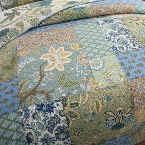 img 3 attached to 🌸 NEWLAKE Queen Size Bedspread Quilt Set - Bohemian Floral Pattern with Exquisite Stitched Embroidery