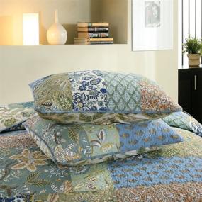 img 1 attached to 🌸 NEWLAKE Queen Size Bedspread Quilt Set - Bohemian Floral Pattern with Exquisite Stitched Embroidery