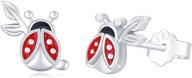 waysles sterling silver ladybug stud earrings - cute enamel animal jewelry gift for women, girls, and teens logo