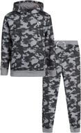 dkny boys’ 2 piece fleece sweatsuit set - sweatshirt and jogger sweatpants (sizes 4-12) logo