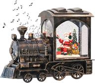 🎅 enhance your christmas decor with genswin music lighted train snow globe lantern: snowing glittering santa claus musical light for home and gifts! логотип