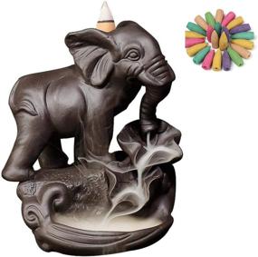 img 2 attached to 🐘 YYW Decorative Elephant Backflow Incense Holder with 20pcs Cones: Aesthetic Ceramic Incense Burner for Home Aromatherapy