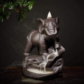 img 1 attached to 🐘 YYW Decorative Elephant Backflow Incense Holder with 20pcs Cones: Aesthetic Ceramic Incense Burner for Home Aromatherapy