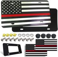 thin red line license plate- american flag heavy duty aluminum front car tag logo