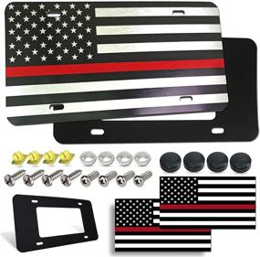 img 4 attached to Thin Red Line License Plate- American Flag Heavy Duty Aluminum Front Car Tag