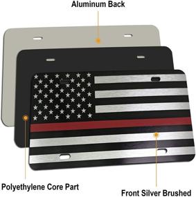img 3 attached to Thin Red Line License Plate- American Flag Heavy Duty Aluminum Front Car Tag