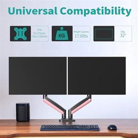 img 3 attached to 🖥️ Enhance Your Workspace with MOUNT PRO Pink Dual Monitor Desk Mount Stand - Height Adjustable and Sturdy Gas Spring Monitor Arm Stand, Perfect for 17 to 32 inch Screens, Each Arm Holds up to 17.6LBS