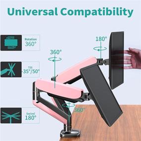 img 2 attached to 🖥️ Enhance Your Workspace with MOUNT PRO Pink Dual Monitor Desk Mount Stand - Height Adjustable and Sturdy Gas Spring Monitor Arm Stand, Perfect for 17 to 32 inch Screens, Each Arm Holds up to 17.6LBS