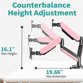 img 1 attached to 🖥️ Enhance Your Workspace with MOUNT PRO Pink Dual Monitor Desk Mount Stand - Height Adjustable and Sturdy Gas Spring Monitor Arm Stand, Perfect for 17 to 32 inch Screens, Each Arm Holds up to 17.6LBS
