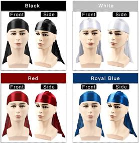 img 3 attached to 🧢 Ultimate Silk Durag Set: 4PCS Silky Durags for Men and Women with Wave Cap, Extra Long Tails, Perfect for Waves