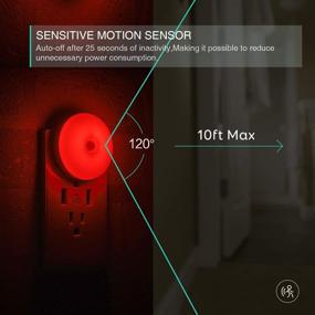 img 3 attached to 🔴 Enhanced Red Motion Sensor LED Night Lights - 2 Pack, Plug-in Nightlight with Smart Movement Detection, Soft Glow, Wall Plug-In Design