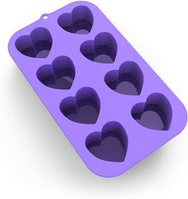 img 3 attached to 🧁 Bakerpan Silicone Mini Cake Pan: 2 1/4 Inch Hearts, 8 Cavities (Purple) - Best Muffin Baking Tray & Pastry Mold