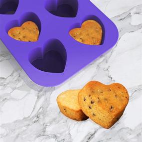 img 2 attached to 🧁 Bakerpan Silicone Mini Cake Pan: 2 1/4 Inch Hearts, 8 Cavities (Purple) - Best Muffin Baking Tray & Pastry Mold