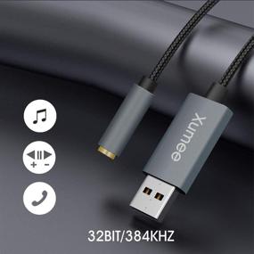 img 3 attached to 🎧 Адаптер USB к аудиоразъему - USB-A к 3,5 мм Женский адаптер наушников для Mac, ПК, PS4, ноутбуков, настольных компьютеров и многое другое - Внешняя звуковая карта стерео для наушников (1,2 фута, серый)