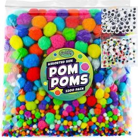 img 4 attached to 🎨 Carl & Kay 2200 Jumbo Pom Poms, 200 Googly Eyes & 2000 Assorted Size Pompoms - Bulk Craft Supplies for Classroom, Sparkly & Glitter Pompom Craft Balls, Large Pom Poms for Crafts