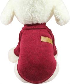 img 2 attached to Одежда для собак Jecikelon из вязаного трикотажа, теплый свитер для собак мягкий и толстый, зимняя кофта для щенков для собак (средний размер, вино)