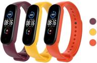 seltureone (3 pack) replacement bands for mi band 5 – silicone watch bands for mi band 5 fitness tracker smart band, women men – wine red, yellow, orange logo