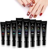 💅 nail stamping kit: nail polish stamping kit, stamp gel nail polish for nail stamper plate art, easy nail art gel tube set, 8 colors (8ml each) logo