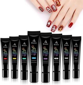 img 4 attached to 💅 Nail Stamping Kit: Nail Polish Stamping Kit, Stamp Gel Nail Polish for Nail Stamper Plate Art, Easy Nail Art Gel Tube Set, 8 Colors (8ml Each)