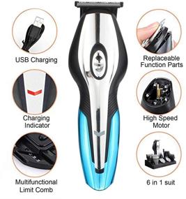 img 3 attached to Cordless 6 in 1 Hair Trimmer Kit for Men - Professional Grooming Tool with Stand Base for Beard and Home Haircuts