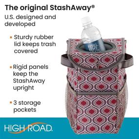 img 1 attached to 🚗 Оптимизированный поиск: высокая мусорная банка для автомобиля StashAway с дизайном Сахары, крышкой StuffTop и карманами для хранения на переднем или заднем сидении.