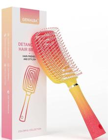 img 4 attached to 🔴 GENIALBA Hair Detangling Brush - Ultra-Soft Bristles, Vented Design for Faster Blow Drying and Tangle-Free Results - Ideal for Women and Men, All Hair Types - Wet or Dry - Red