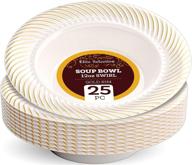 🍲 elite selection 25-pack disposable plastic soup bowls - 12 oz. cream bowl with gold swirl rim design for weddings, birthdays, dinner parties logo