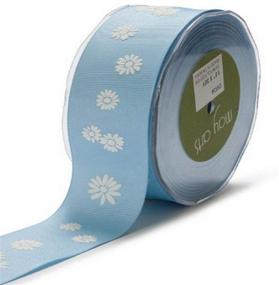 img 1 attached to 🌼 May Arts Light Blue Grosgrain Daisies Ribbon - 1-1/2-Inch Width for a Floral Touch