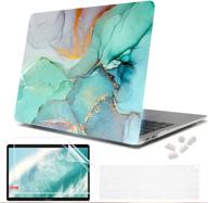 💚 longhua macbook air 13 inch case 2020 2019 2018 model a1932 a2179 a2337 m1, flexible & durable hard shell + keyboard cover + screen protector for mac air 13.3 retina touch id, green marble logo