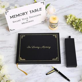 img 4 attached to 📚 Deluxe Funeral Guest Book: Elegant Gold Hardcover with Premium Pen Set & Memory Table Sign