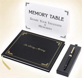 img 3 attached to 📚 Deluxe Funeral Guest Book: Elegant Gold Hardcover with Premium Pen Set & Memory Table Sign