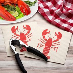 img 3 attached to 🦞 GMIcréatifs Swedish Dishcloths 2 Pack (Lobster Print) - Eco-Friendly, Reusable Kitchen Cleaning Cloth - Machine Washable - 7.87”x6.88” Size