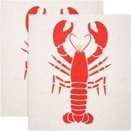 🦞 gmicréatifs swedish dishcloths 2 pack (lobster print) - eco-friendly, reusable kitchen cleaning cloth - machine washable - 7.87”x6.88” size logo