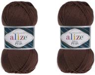 🧶 premium alize diva plus silk and mercerized effect 100% microfiber acrylic yarn - 3 dk & light worsted crochet - 2 skeins, 200g/484yds (26 brown) logo