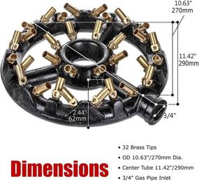 img 1 attached to Дюрасталь Пропановый узловой горелки: мощный 160 000 BTU чугунный кольцевой горелка с круглым соплом для китайской плиты Вок, гриля, жарки на сковороде - с 32 медными насадками.