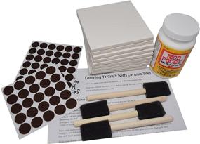 img 3 attached to Premium Annys Coaster Tile Kit: 10 Glossy White Ceramic Tiles 4x4, Crafting Guide, Mod Podge, Brushes & Felt Pads