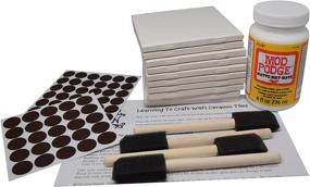 img 4 attached to Продукт: Премиумный набор подставок Annys: 10 глянцевых белых керамических плиток 4x4, руководство по ремеслам, мод пож, кисти и фетровые накладки.