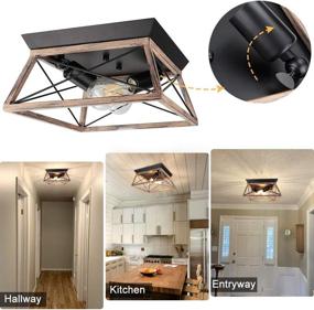 img 3 attached to 🔨 Rustic Wood Pink Flush Mount Ceiling Light: DLLT Industrial 2-Light Close to Ceiling Fixture for Kitchen and Bedroom (E26 Base, Bulb Not Included)