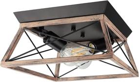 img 4 attached to 🔨 Rustic Wood Pink Flush Mount Ceiling Light: DLLT Industrial 2-Light Close to Ceiling Fixture for Kitchen and Bedroom (E26 Base, Bulb Not Included)