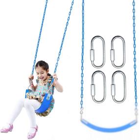 img 1 attached to 🪜 Ymeibe Swing Chains (2) - 60 Inch Plastic Coated with 4 Free Quick Links, Anti-Rust Iron Chains for Playground Kids Tree Swing Seat. Supports up to 660 Lbs. Swing Set Accessories and Replacement - Blue