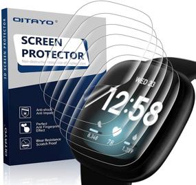 img 4 attached to Экранный защитный экран E'QITAYO [6 паков] для Fitbit Versa 3/Sense - максимальное покрытие, антицарапин, без пузырей, прозрачная пленка HD.