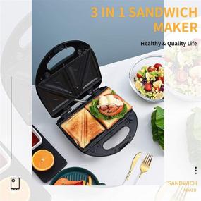 img 3 attached to 🧇 Auertech 3-in-1 Waffle Maker, Panini Press Grill with Non-stick Plates - 800W, Indicator Lights, Cool Touch Handle