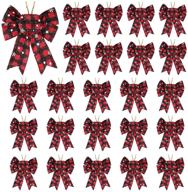 🎀 uratot 24 christmas red buffalo plaid bows - small sizes for festive decoration, holiday decorative hanging ribbon bows, christmas festival supplies - 5 x 4 inches logo