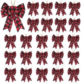 img 4 attached to 🎀 URATOT 24 Christmas Red Buffalo Plaid Bows - Small Sizes for Festive Decoration, Holiday Decorative Hanging Ribbon Bows, Christmas Festival Supplies - 5 x 4 Inches