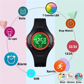 img 3 attached to 🔦 Versatile and Vibrant Waterproof Multifunctional Luminous Stopwatch Watches for Active Boys