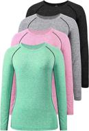 👚 premium dry fit long sleeve t-shirt for women: moisture wicking & compression tops for outdoor fitness and running (3-4 pack) logo