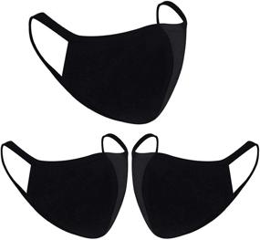 img 4 attached to 🎭 Stylish Unisex Black Fashion Protective Face Masks - Washable & Reusable Cotton Dust Covers