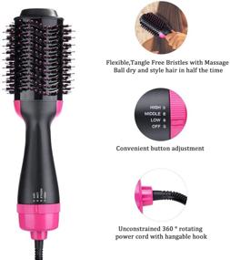 img 2 attached to 3-in-1 Electric Hot Air Brush: Hair Brush Dryer, Styler, Negative Ion Hair Dryer, Curler, and Straightener